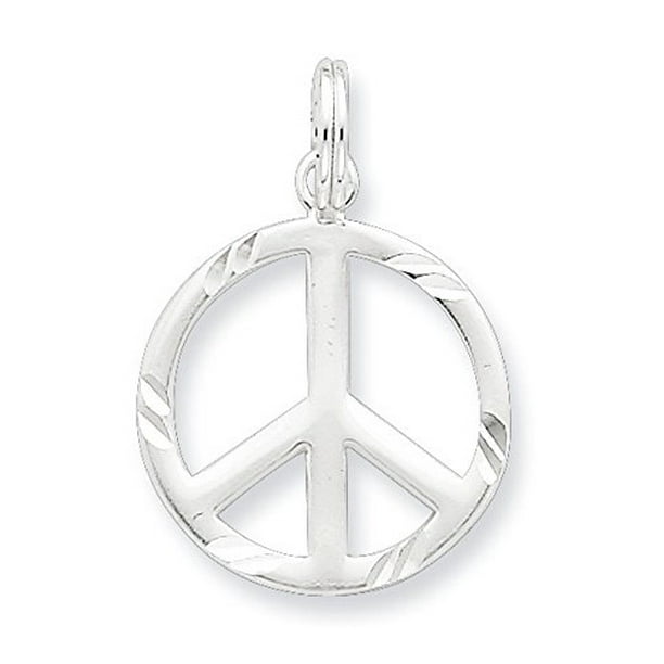 Children Sterling Silver Peace Sign Charm Necklace 14 Inches Chain